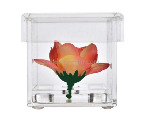 Custom single rose box clear acrylic perspex flower box wholesale