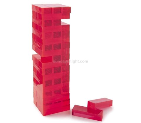 SKAG-019 Acrylic Custom Tumbling Game Colored Red Blocks Pieces Lucite Stacking Game Set