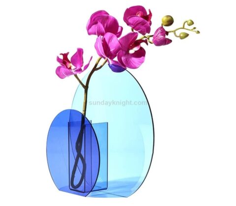 Luxury Modern Decoration Unique Blue Acrylic Flower Vase Wholesale