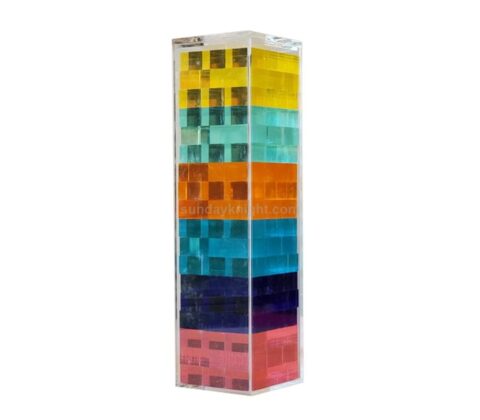 Custom Rainbow Crystal Acrylic Cubes Blocks Children Learning Color Toy