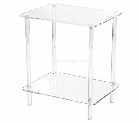 Custom 2 Tier Clear Acrylic Side Table with Storage